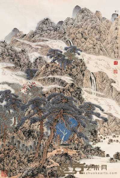 刘铜成 2005年作 松下听泉图 镜心 101×68cm